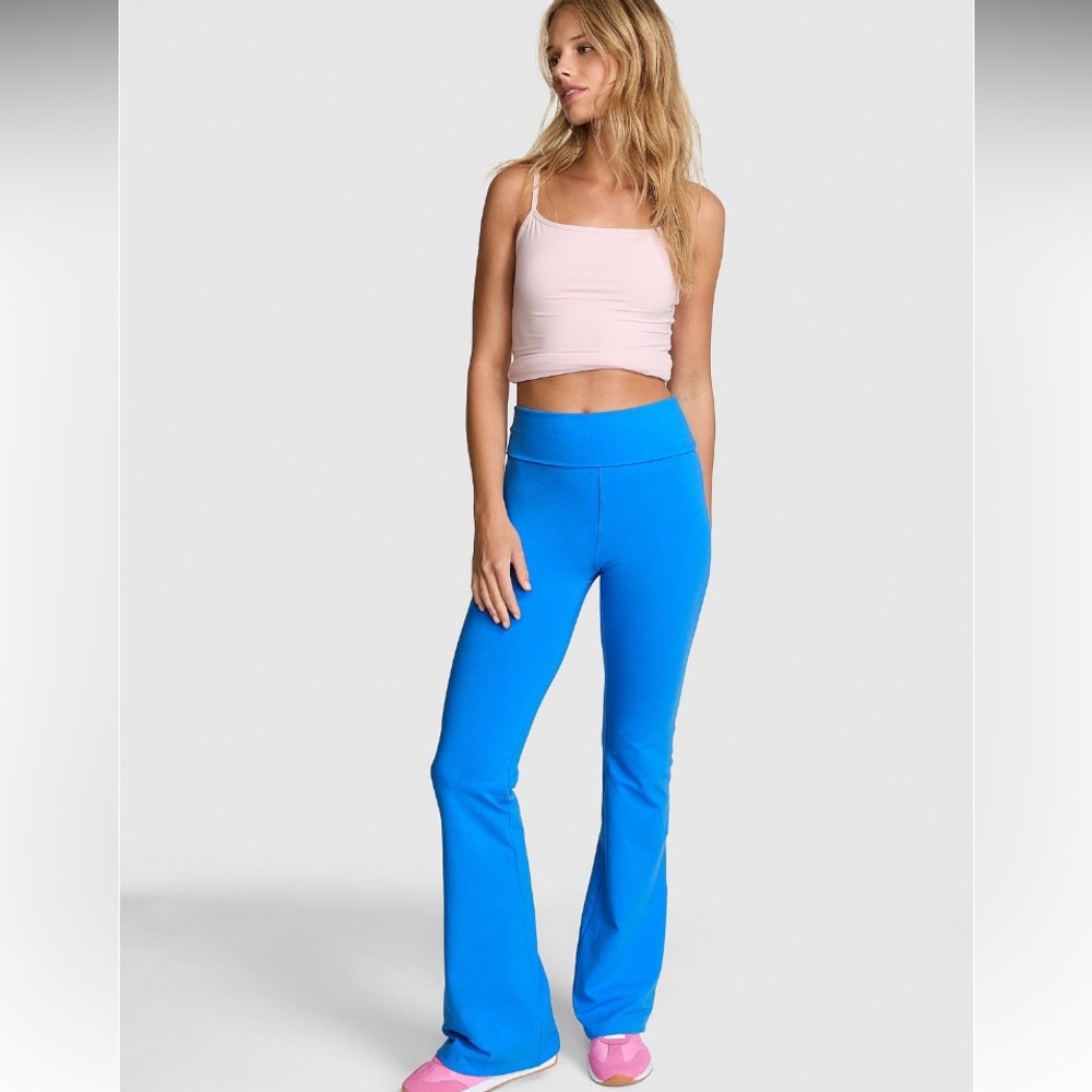 🔥VS Pink LTD EDITION ✨Pink Friday✨ cotton foldover flare leggings sz M NWT - Picture 4 of 8